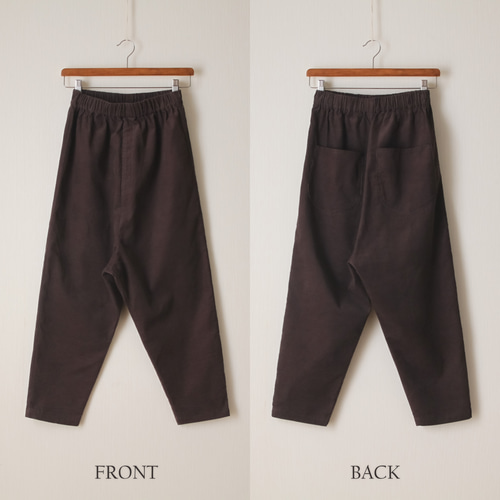 太さ・股上も選べる♧ サルエルパンツ／軽めコーデュロイ綿100% あずき