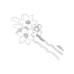 ユリと桜の花束のかんざし　u字　簪　ヘアアクセサリー　髪飾り　百合 2枚目の画像