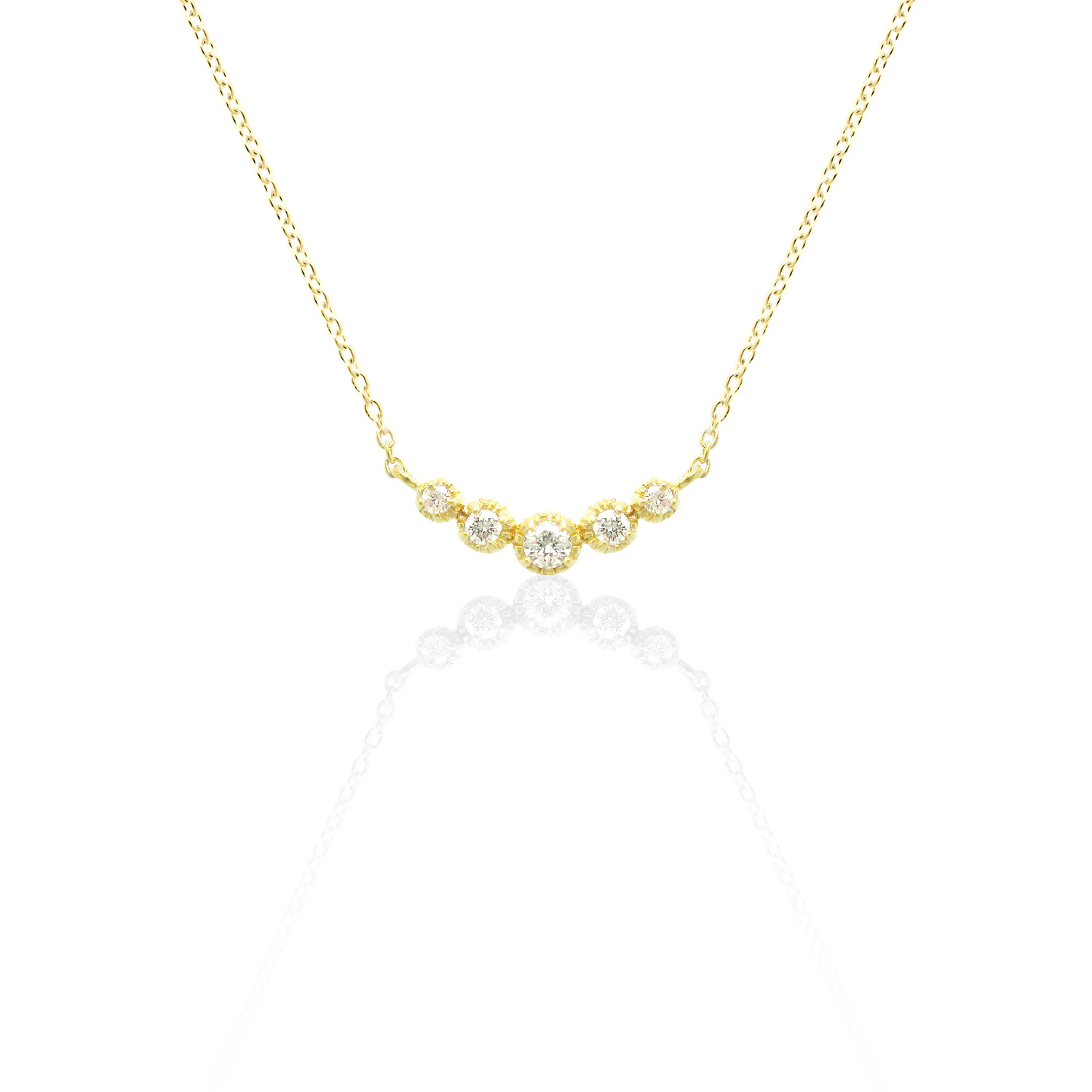 K18 イエローゴールド 天然石 ダイヤモンド ファイブストーン ネックレス 美輪宝石