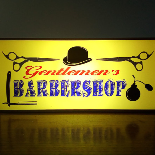 Mサイズ】バーバー 理容室 ヘアーサロン 帽子 看板 置物 雑貨 ライトBOX