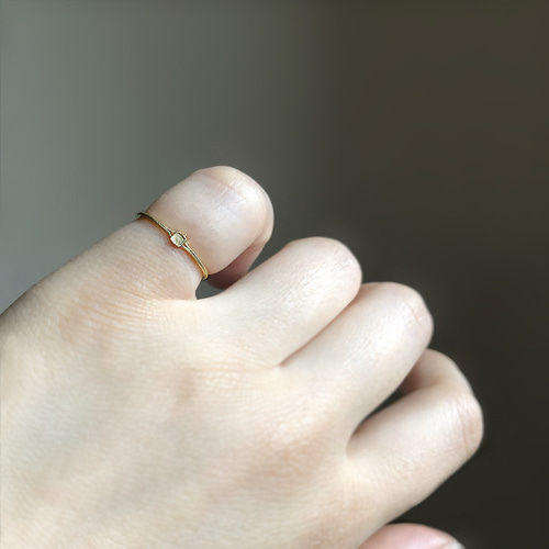 選べる刻印 小さなK18,K10ゴールドのイニシャルリング 指輪 サイズ調整