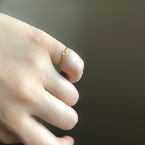 選べる刻印 小さなK18,K10ゴールドのイニシャルリング 指輪 サイズ調整