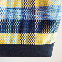 [Creema Limited Spring Lucky Bag] 格紋手工編織托特包和智能手機手拿包套裝（藍色） 第6張的照片