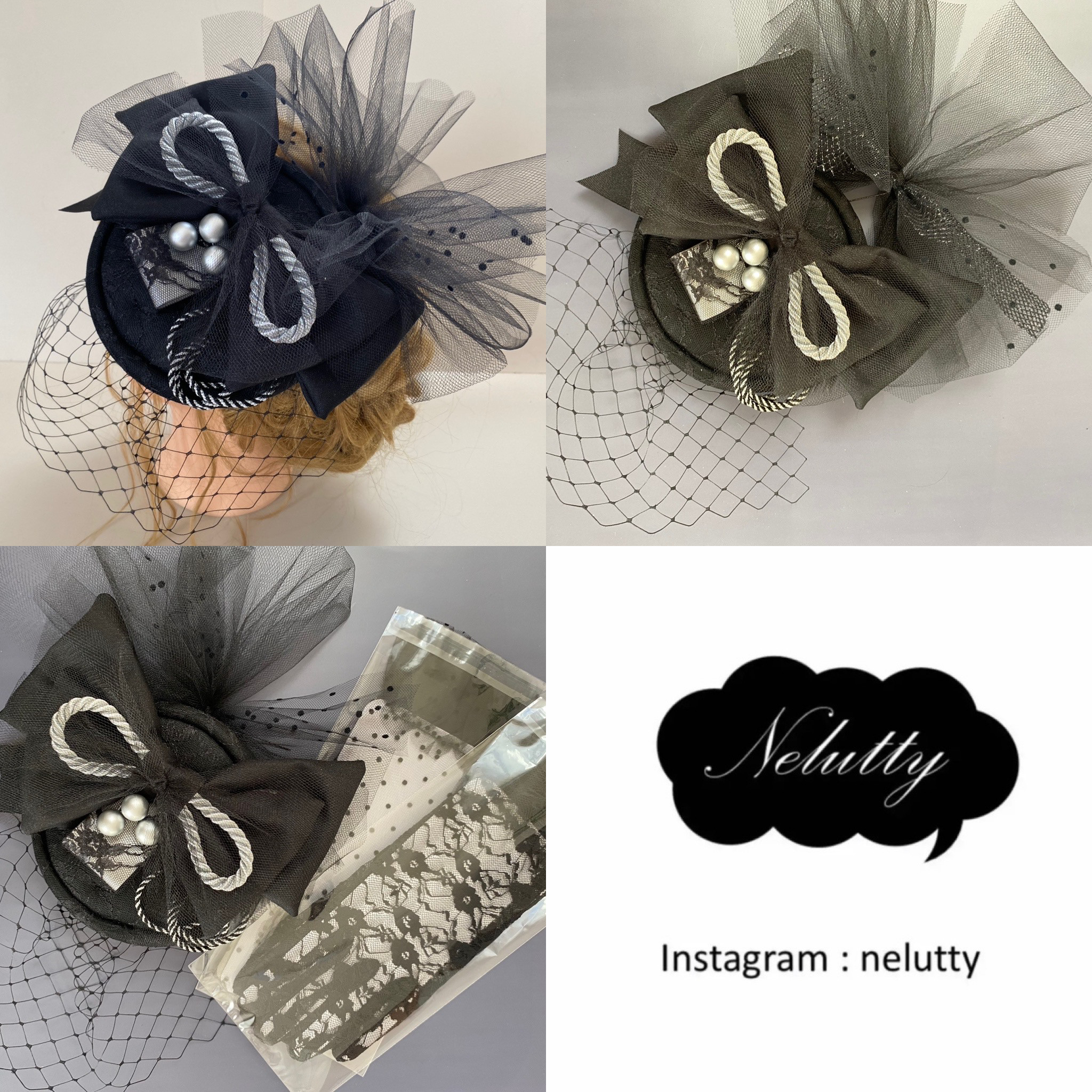 [ゴールドパーツはＤＭを]トークハット　トーク帽　カクテルハット　ヘッドドレス　J　１黒レース