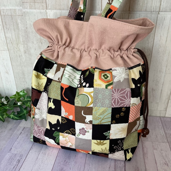 2WAY巾着バッグの編み方【かぎ針編みの市松模様】DIY Crochet