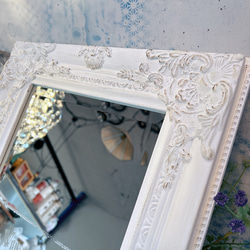 アンティークな部屋/ アンティーク調 壁掛け鏡（ホワイト） ウォールミラー ロイヤルサロン/ 5枚目の画像