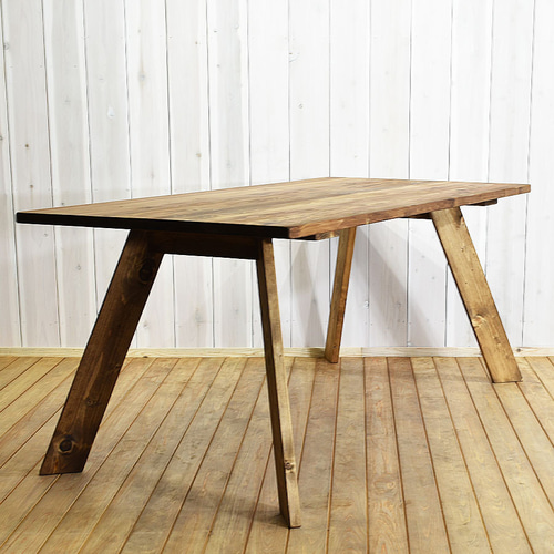 ハンドメイド 折りたたみテーブル 天板アンティークホワイト 什器にも 