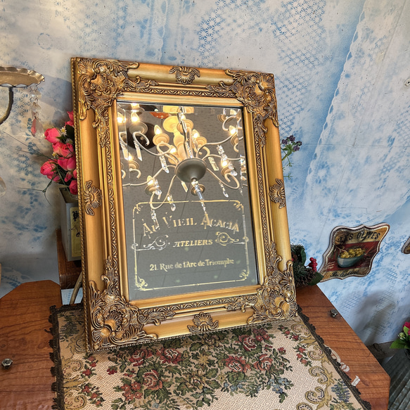 アンティークな部屋/ アンティーク調 壁掛け鏡（ゴールド） ウォールミラー ロイヤルサロン/ 3枚目の画像