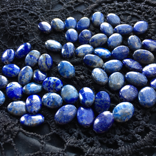 374 地球色の瑠璃（天然色ラピスラズリ）10×14㍉ まとめ買い3ペア 空