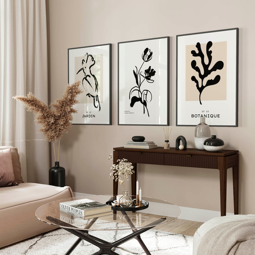 アートポスター ボタニカル モノクロ 北欧風 白黒 抽象 ミニマル