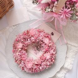 スターチス・アンティークピンクドライフラワーリース ドライフラワー