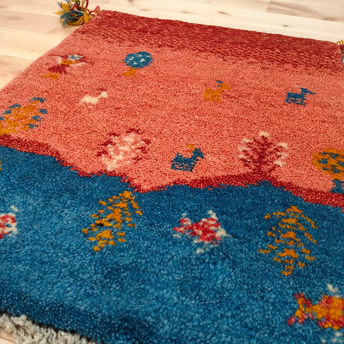 ギャッベ ぺルシャ 玄関マット 座布団 約40x60cm 本物 ギャべ ギャッベ