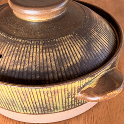 ストライプ土鍋(五人用)　10号　耐熱陶器 6枚目の画像