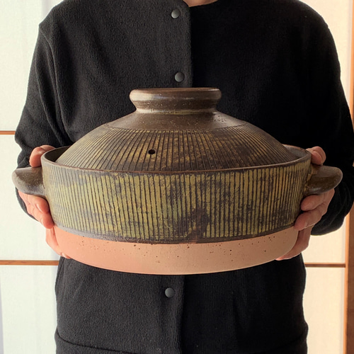 ストライプ土鍋(五人用) 10号 耐熱陶器 鍋・土鍋 しもつけ窯 通販