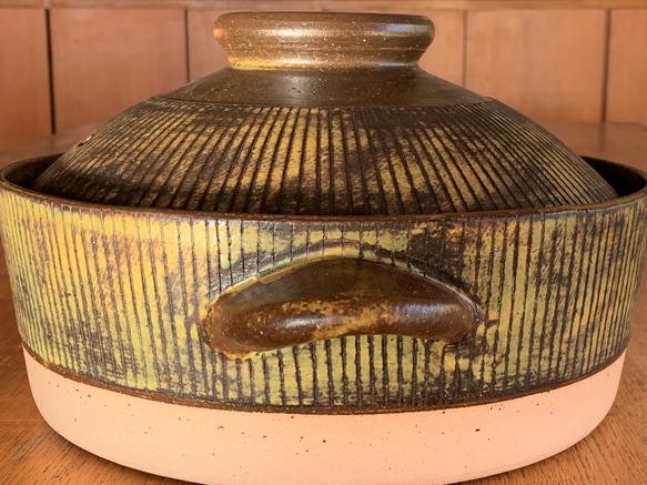ストライプ土鍋(五人用)　10号　耐熱陶器 8枚目の画像