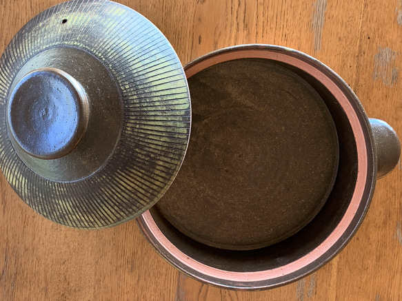 ストライプ土鍋(五人用)　10号　耐熱陶器 4枚目の画像