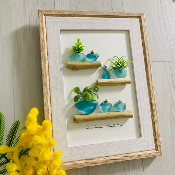 シーグラスアート 海の宝石 星 月 星に願いを インテリア雑貨 壁掛け 置物 シーグラスアート 海の宝石 星 月 星に願いを インテリア雑貨