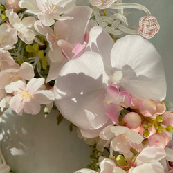 桜満開♡桜と胡蝶蘭のハレの日リース～お花見・イースター ～光触媒加工～ 4枚目の画像