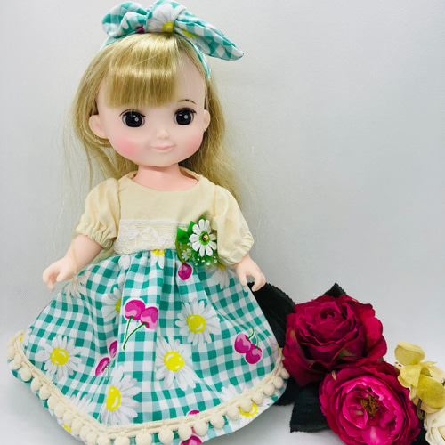 メルちゃんのお洋服 花柄のワンピースドレス リボンつき メルちゃん服  