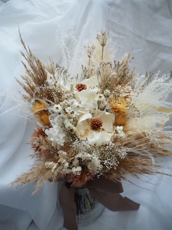 ドライフラワーのラテカラーブーケ wedding bouquet 8枚目の画像
