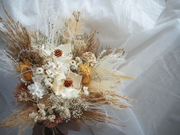 ドライフラワーのラテカラーブーケ wedding bouquet 7枚目の画像
