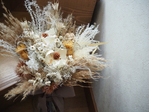ドライフラワーのラテカラーブーケ wedding bouquet 4枚目の画像