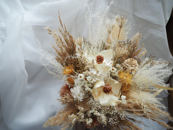 ドライフラワーのラテカラーブーケ wedding bouquet 6枚目の画像