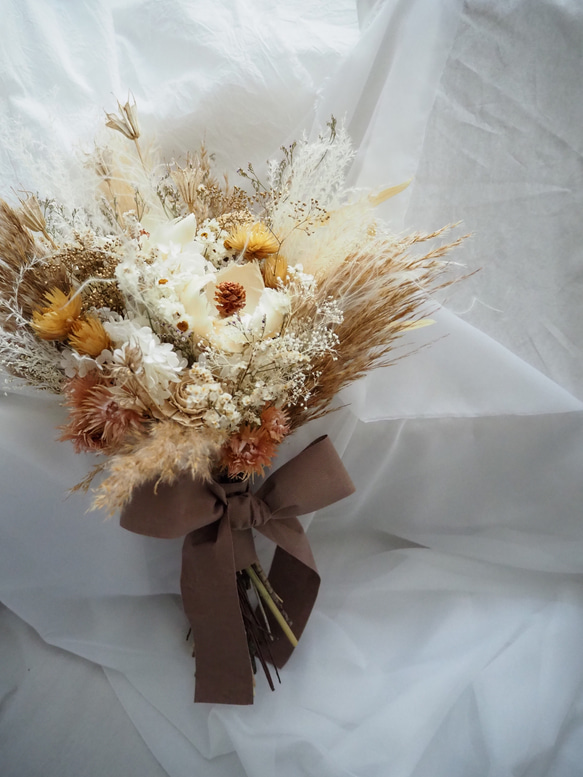 ドライフラワーのラテカラーブーケ wedding bouquet 9枚目の画像