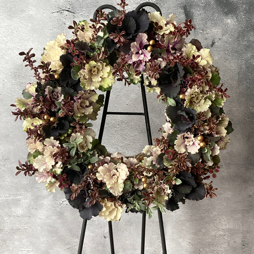 寄せ植え 花 葉牡丹ヴィンテージブーケのリース リース アトリエ いち