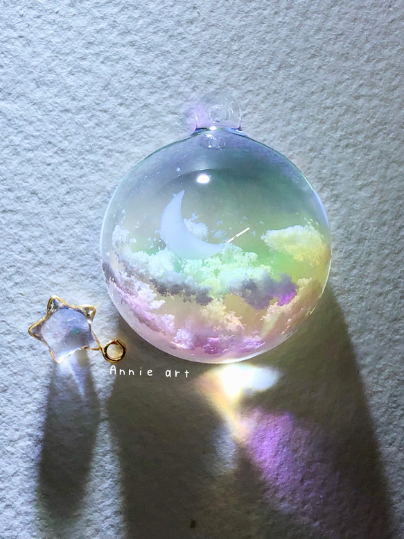 空レジン-優しい空 キーホルダー 春/透明感/プレゼント/雲