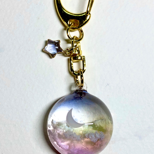 Ｎｏ．1774 キーホルダー ペンダント レジン 空レジン-優しい空 キーホルダー 春/透明感/プレゼント/雲 ペンダント