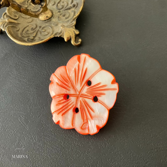 ｛シェル} Hibiscus Orange ヘアフック　ポニーフック 2枚目の画像