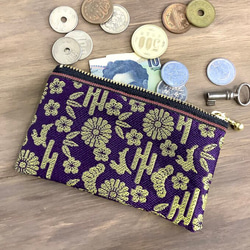 畳縁　硬幣錢包　名片夾　兔子　松竹梅　紫色的　金色　日式 第2張的照片