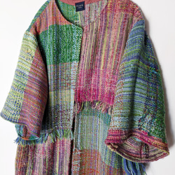 [Handwoven] Colorful Long Coat with Saori Weaving 第4張的照片