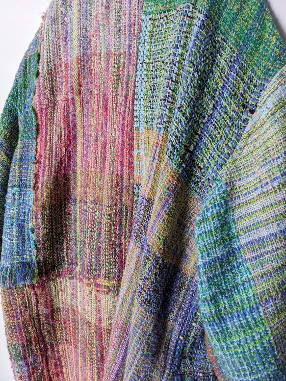[Handwoven] Colorful Long Coat with Saori Weaving 第5張的照片