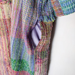[Handwoven] Colorful Long Coat with Saori Weaving 第7張的照片