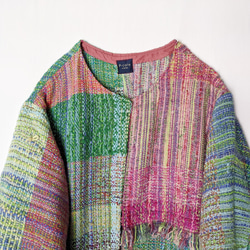 [Handwoven] Colorful Long Coat with Saori Weaving 第6張的照片