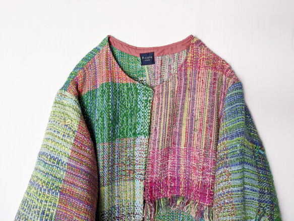 [Handwoven] Colorful Long Coat with Saori Weaving 第6張的照片