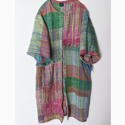 [Handwoven] Colorful Long Coat with Saori Weaving 第2張的照片