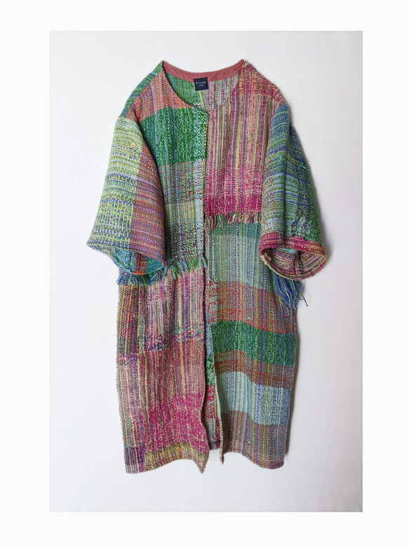 [Handwoven] Colorful Long Coat with Saori Weaving 第2張的照片