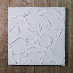 抽象画　アクリル画　キャンバス　18×18㎝　texture-art　｢白い花咲く｣ 7枚目の画像
