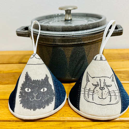 三角鍋つかみ☆staub ストウブ ホーロー鍋☆ミトン 鍋つかみ