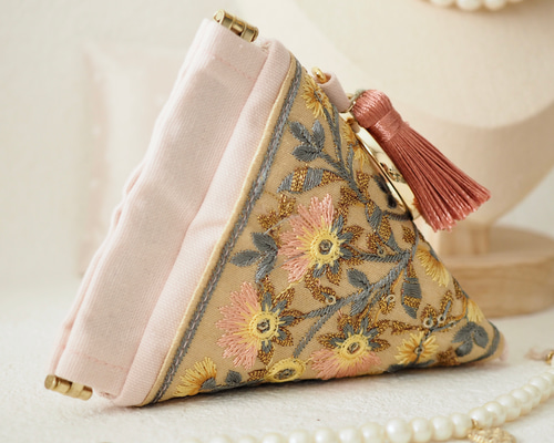 インド刺繍リボン》テトラポーチ/アクセサリーポーチ(46) ポーチ Link