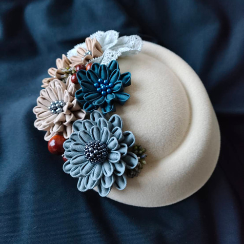 ミニベレーモチーフ ヘッドドレス つまみ細工 成人式 七五三 卒業式 髪