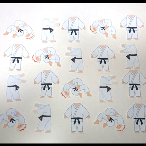 柔道☆色紙・寄せ書き・アルバム用シール20枚☆柔道着 キット