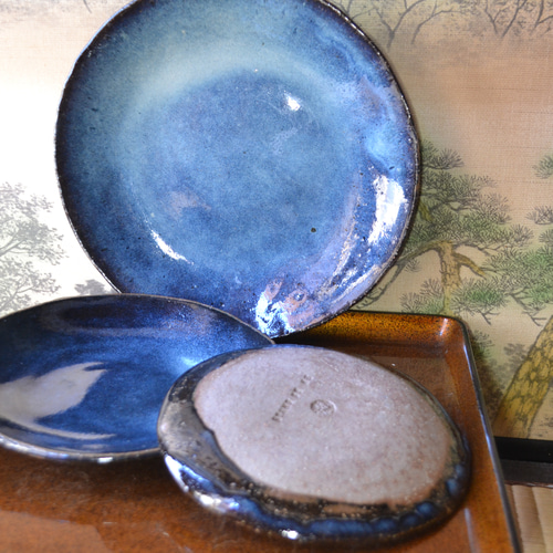 大皿　大椀　皿　食器　陶磁器　ブルー　3枚　青　陶器　骨董品　アンティーク 大皿 大椀 皿 食器 陶磁器 ブルー 3枚 青 陶器 骨董品 アンティーク
