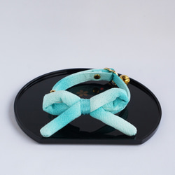 【猫用・３サイズから選べる】江戸猫首輪リボン付(グラデーション・水) 1枚目の画像