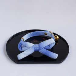 【猫用・３サイズから選べる】江戸猫首輪リボン付(グラデーション・青) 1枚目の画像