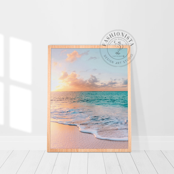 アートポスター 海 ビーチ パステルカラー 波 夕焼け 北欧風 癒し