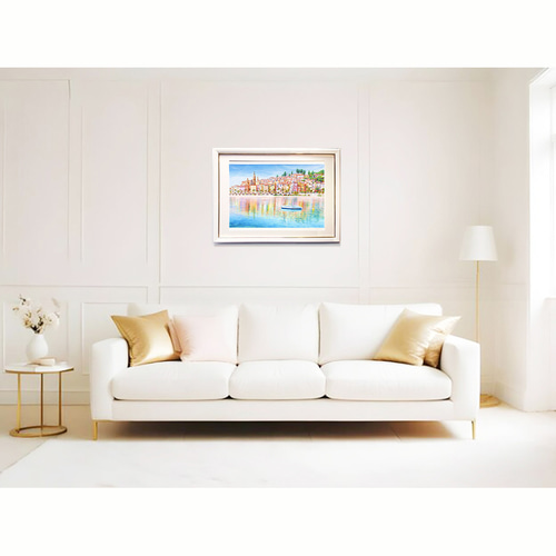 額57cmイタリア版画化 コートダジュール Menton フランス ヨーロッパ